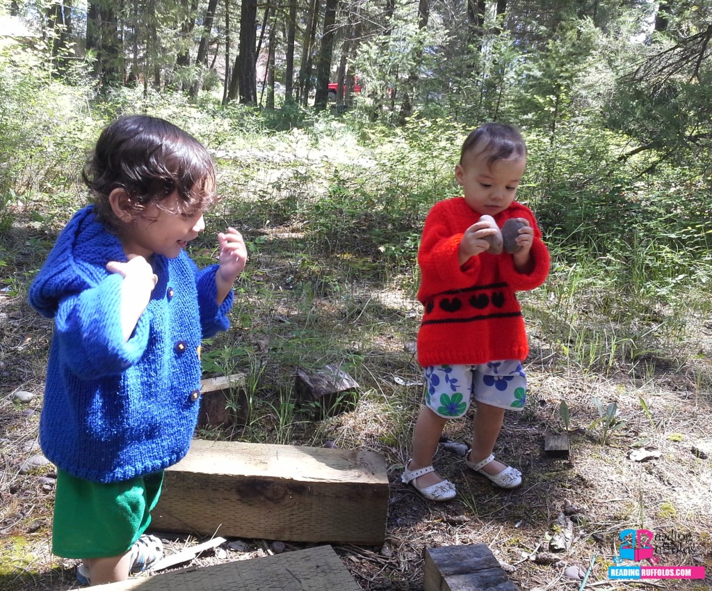 Playing with dirt, rocks, and the ants. 