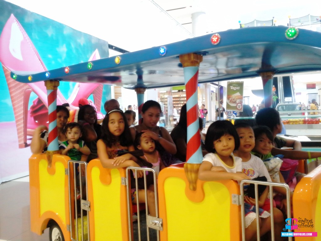 Riding the train at SM Consolacion, located 15 minutes from the house.